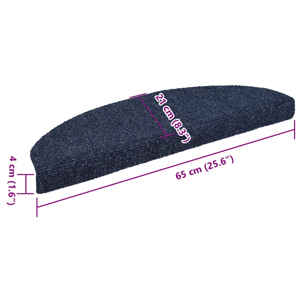 Tappetini per scale autoadesivi 5 pz 65x21x4 cm blu semicircolari grandi