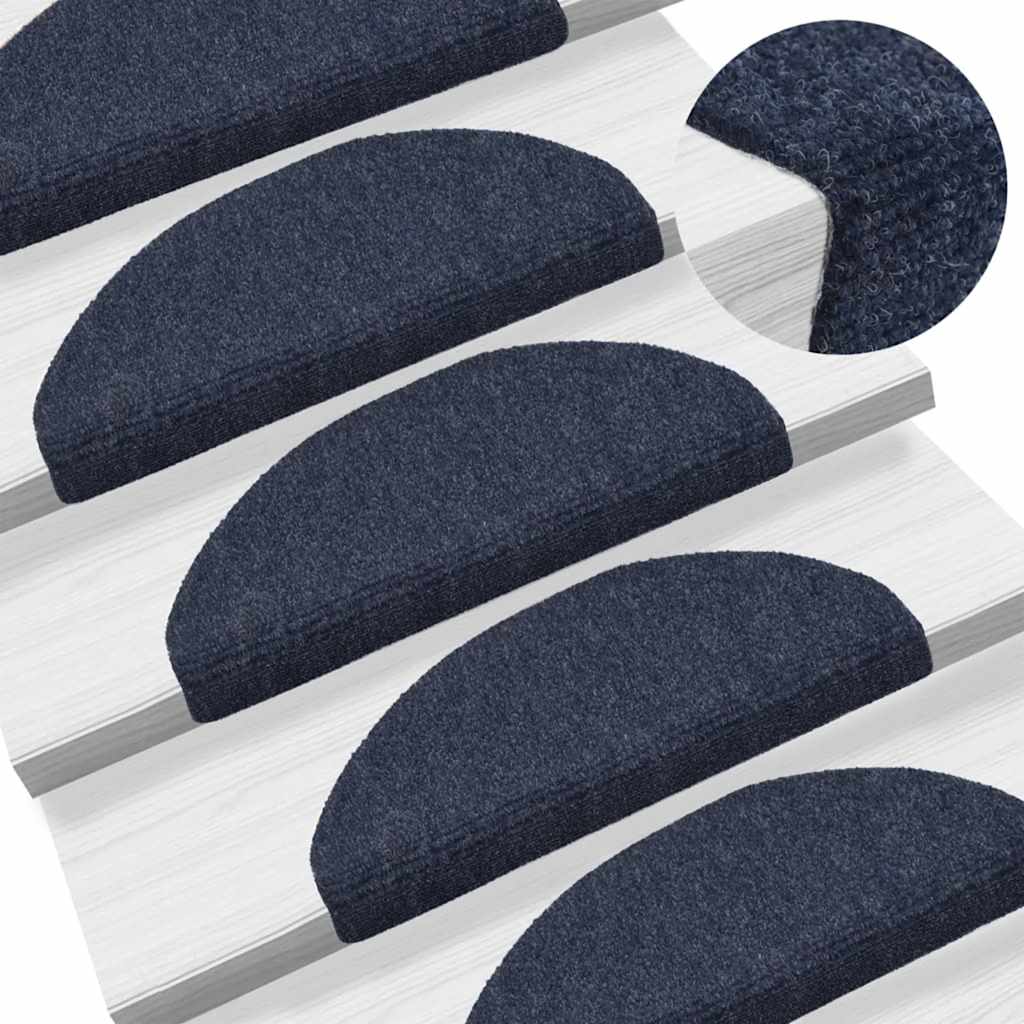 Tappetini per scale autoadesivi 10 pz 65x21x4 cm blu semicircolari grandi