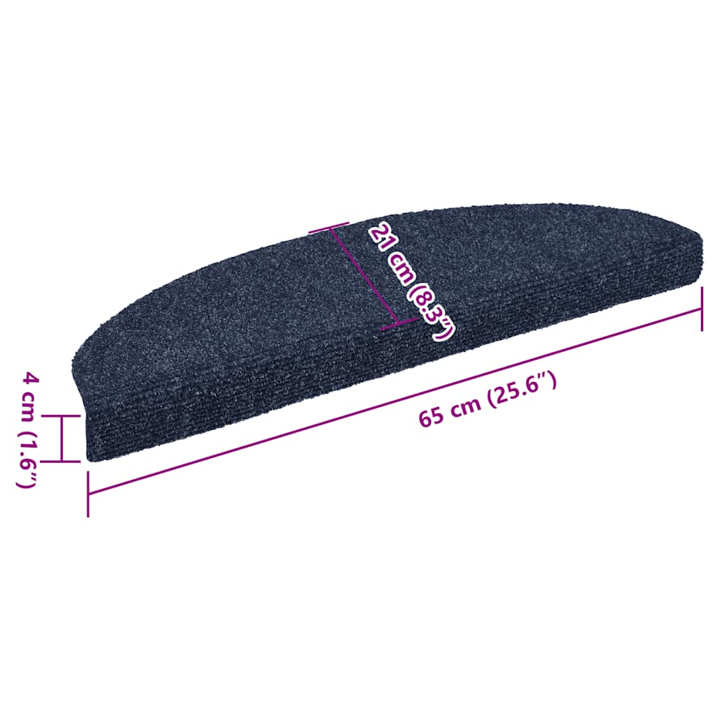 Tappetini per scale autoadesivi 10 pz 65x21x4 cm blu semicircolari grandi