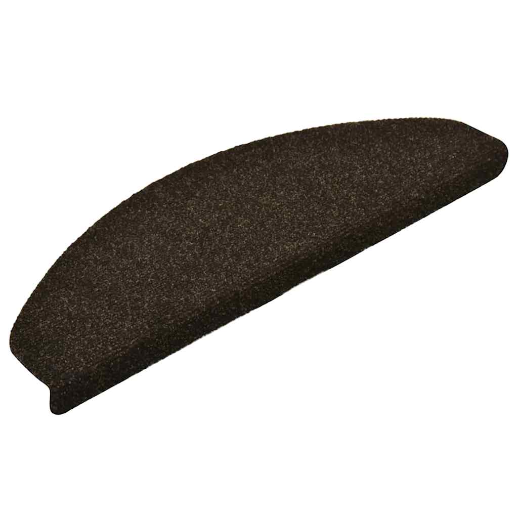 Tappetini per scale autoadesivi 5 pz 65x21x4 cm marrone scuro semicircolari grandi