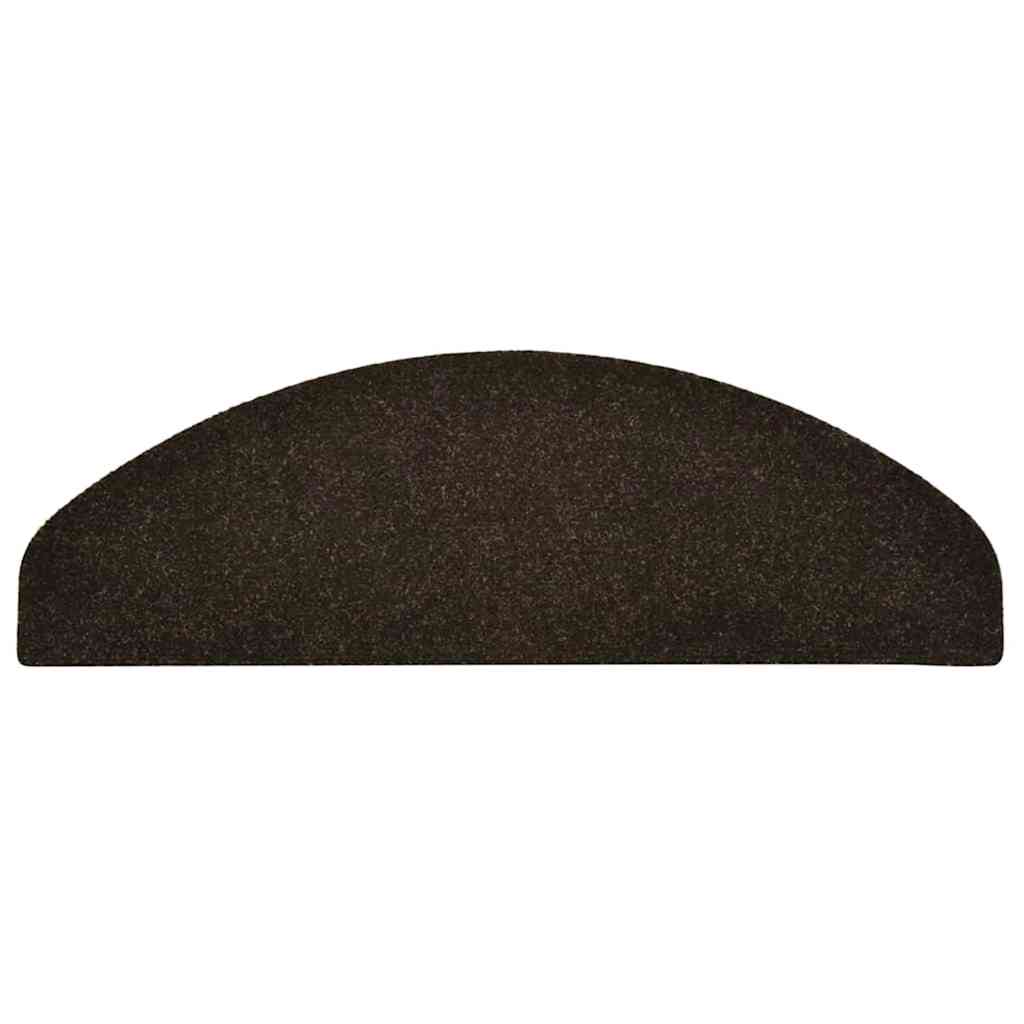 Tappetini per scale autoadesivi 5 pz 65x21x4 cm marrone scuro semicircolari grandi