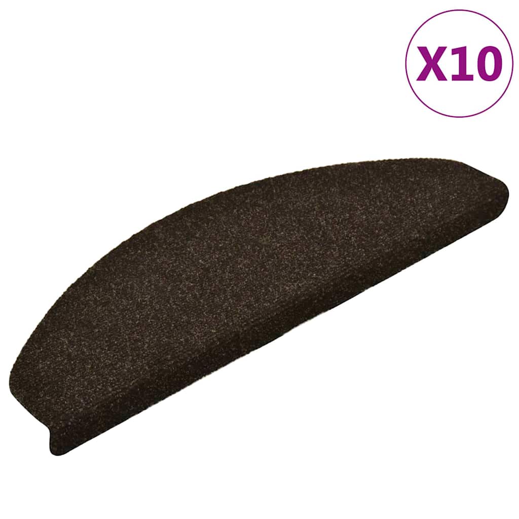 Tappetini per scale autoadesivi 10 pz 65x21x4 cm marrone scuro semicircolari grandi