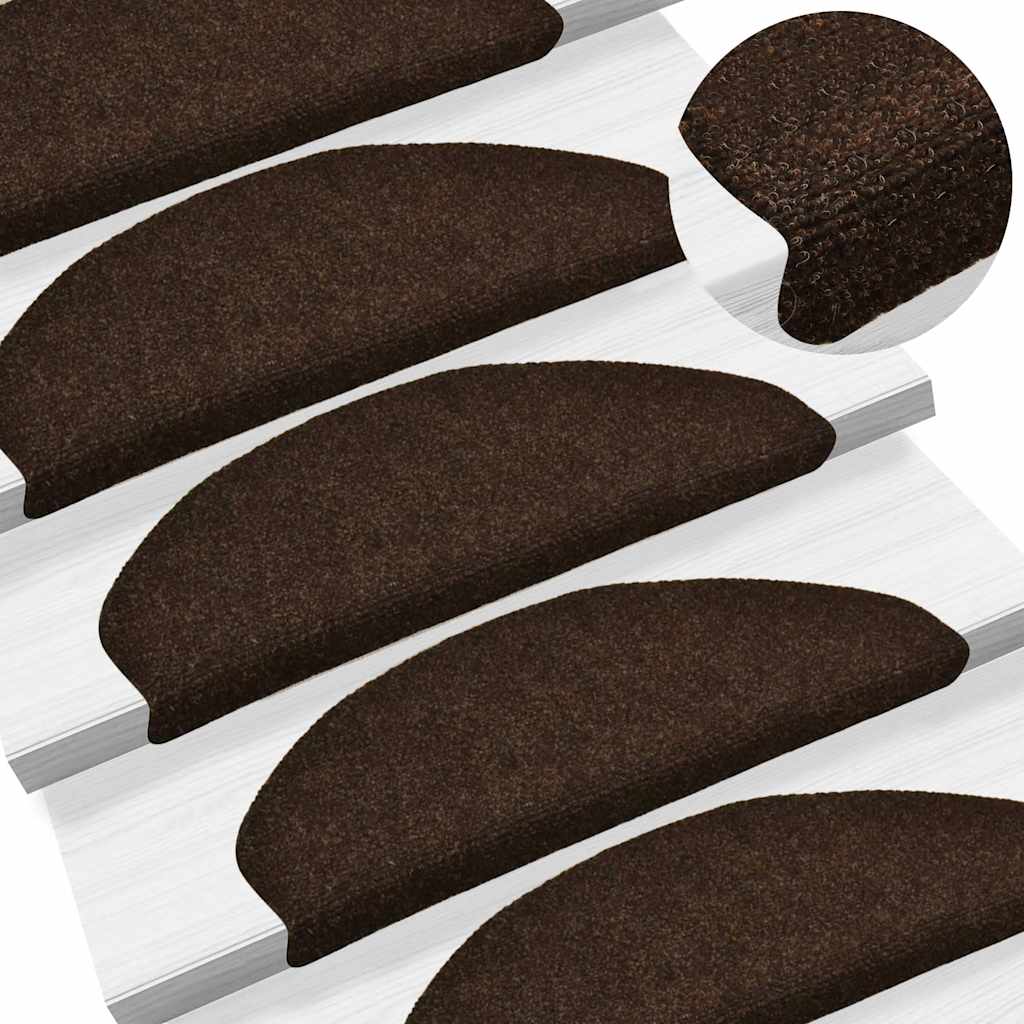 Tappetini per scale autoadesivi 5 pz 65x21x4 cm marrone semicircolari grandi