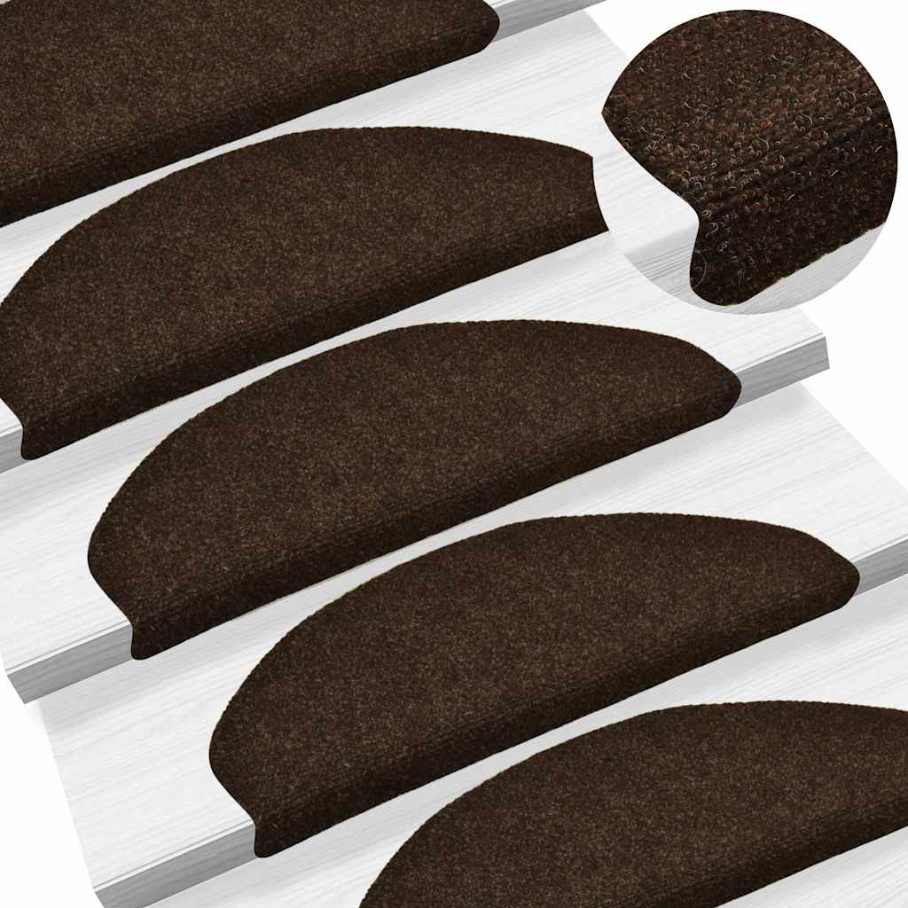 Tappetini per scale autoadesivi 10 pz 65x21x4 cm marrone semicircolari grandi