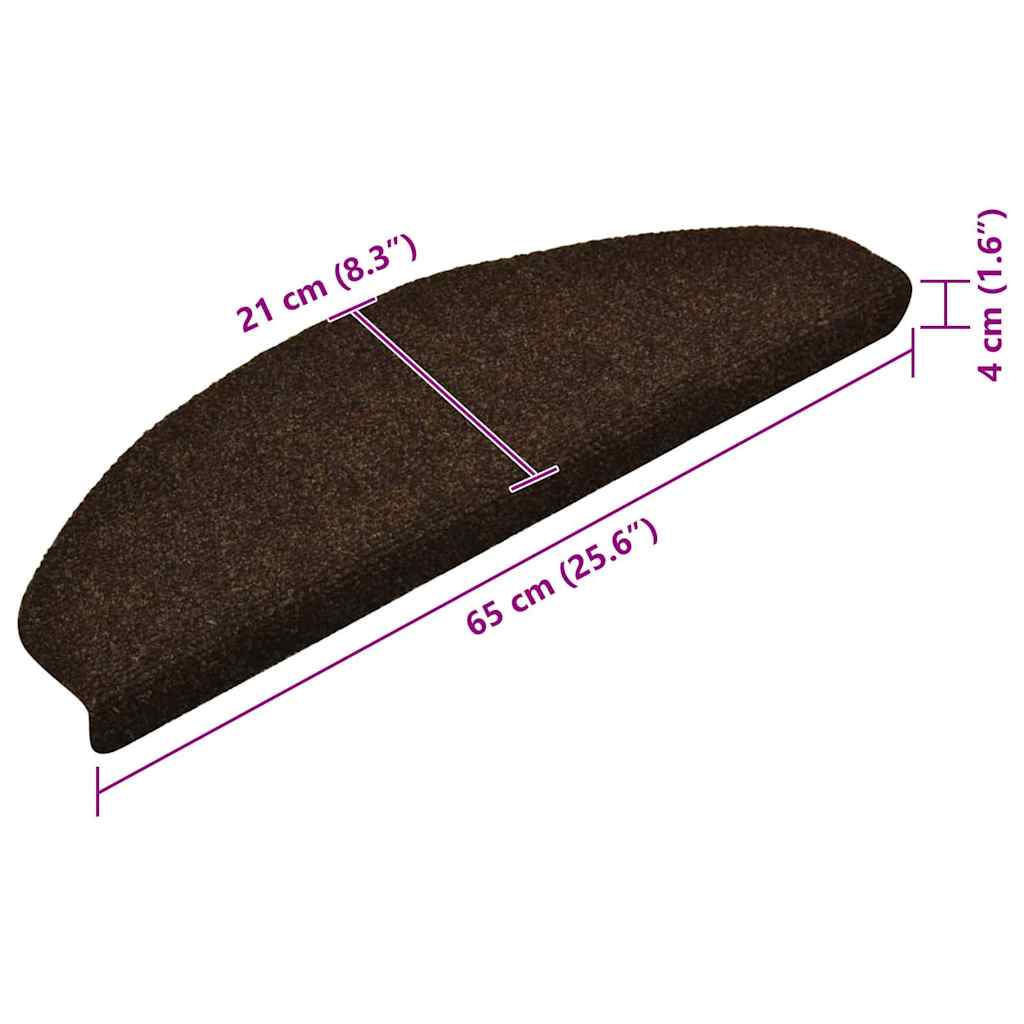 Tappetini per scale autoadesivi 10 pz 65x21x4 cm marrone semicircolari grandi