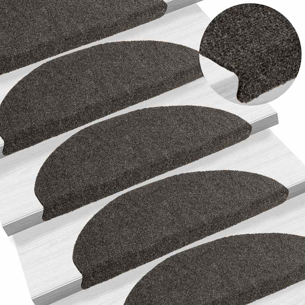 Tappetini per scale autoadesivi 5 pz 65x21x4 cm antracite semicircolari grandi