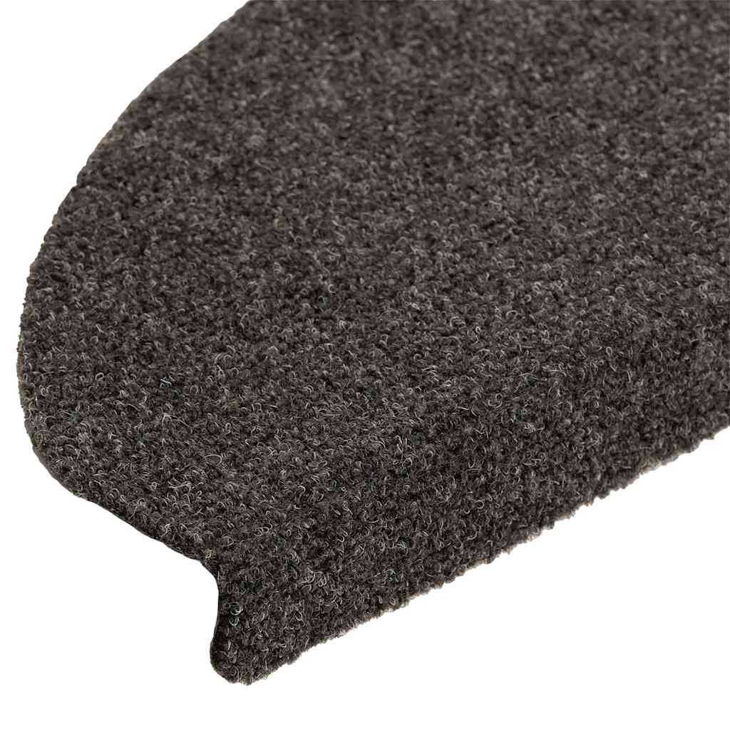 Tappetini per scale autoadesivi 5 pz 65x21x4 cm antracite semicircolari grandi