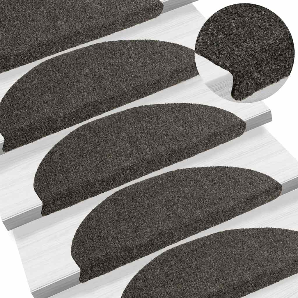 Tappetini per scale autoadesivi 10 pz 65x21x4 cm Antracite Semicircolari Grandi