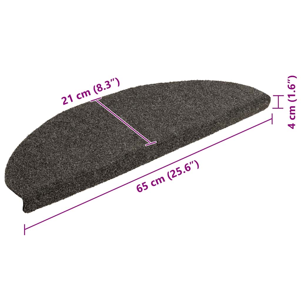 Tappetini per scale autoadesivi 10 pz 65x21x4 cm Antracite Semicircolari Grandi