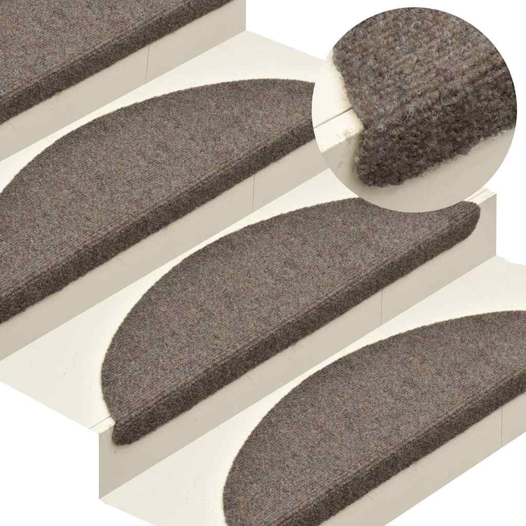 Tappetini per scale autoadesivi 5 pz 65x21x4 cm beige semicircolari grandi