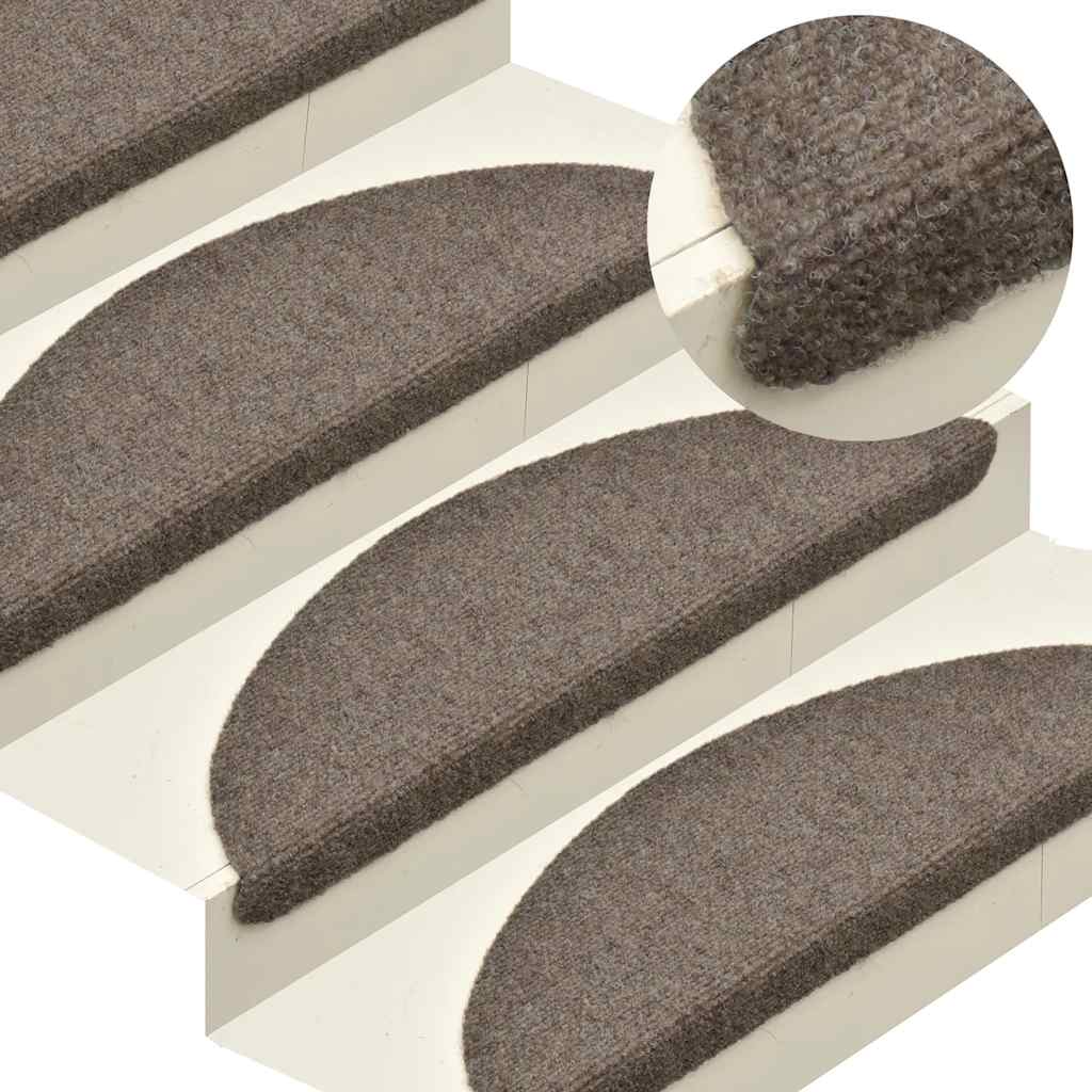 Tappetini per scale autoadesivi 10 pz 65x21x4 cm beige semicircolari grandi