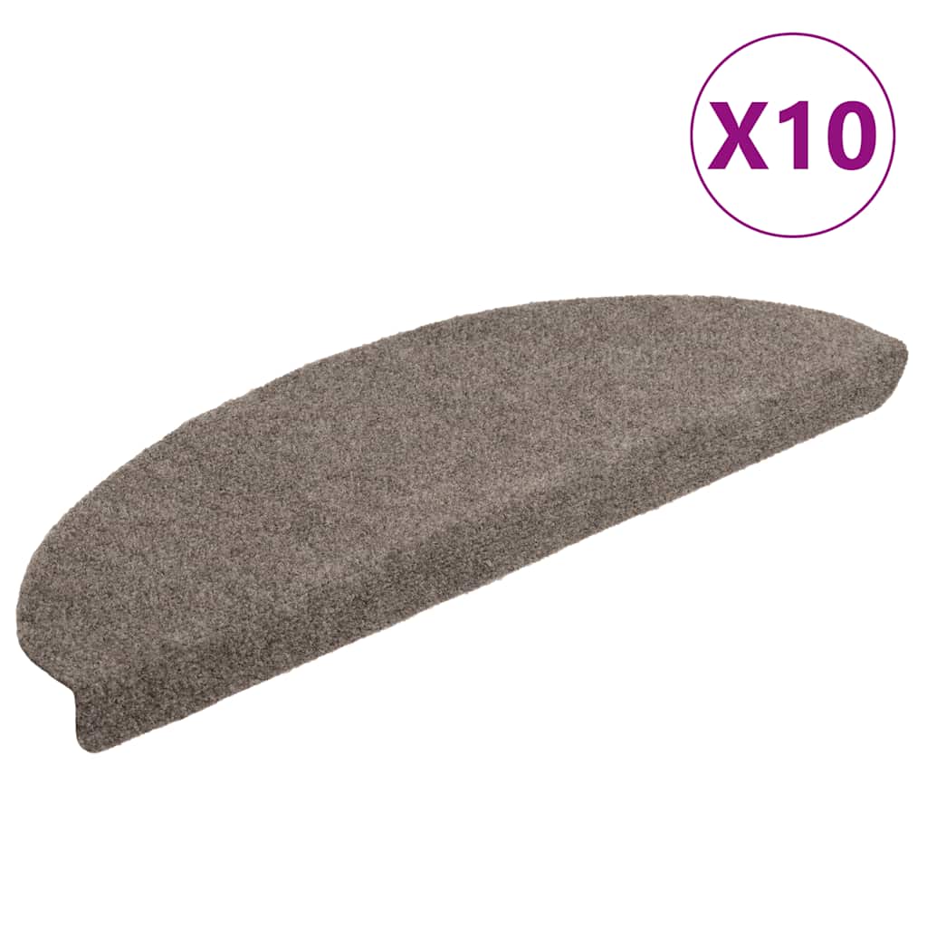 Tappetini per scale autoadesivi 10 pz 65x21x4 cm beige semicircolari grandi