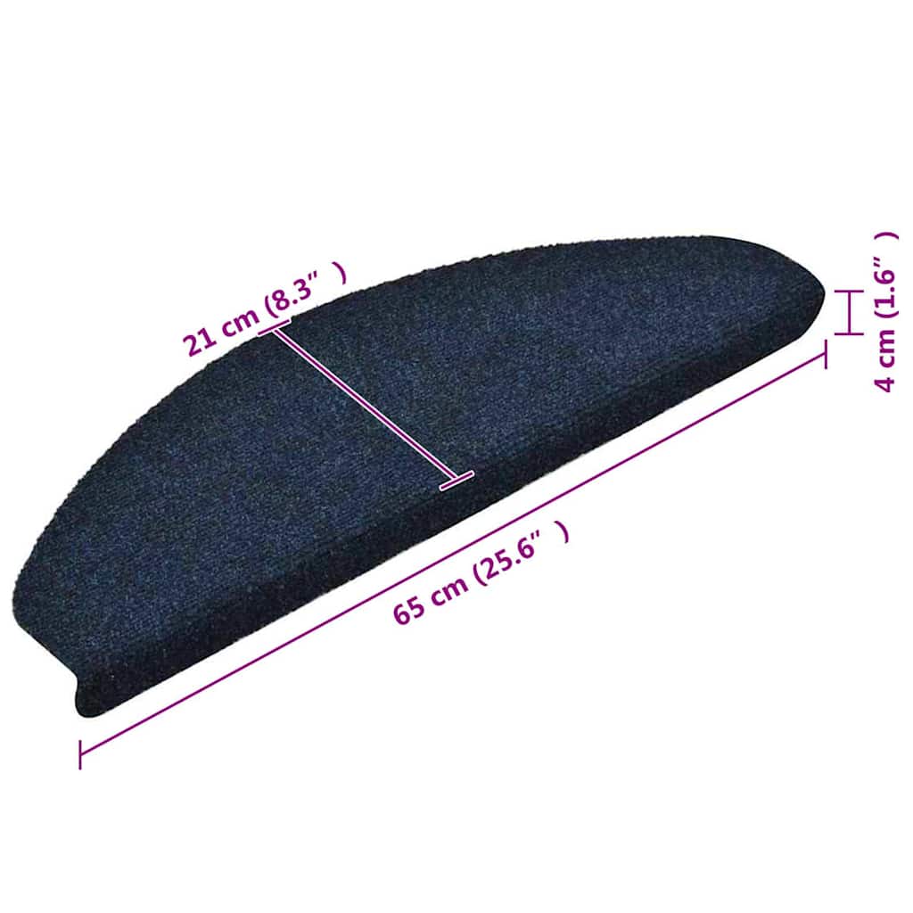 Tappetini per scale autoadesivi 10 pz 65x21x4 cm blu navy semicircolari grandi
