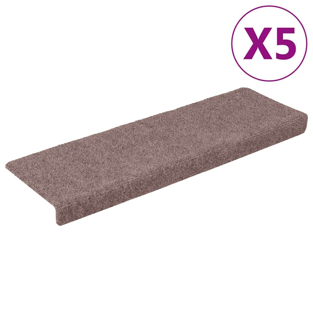 Tappetini per scale autoadesivi 5 pz 65x21x4 cm Marrone Chiaro Bordo rettangolare