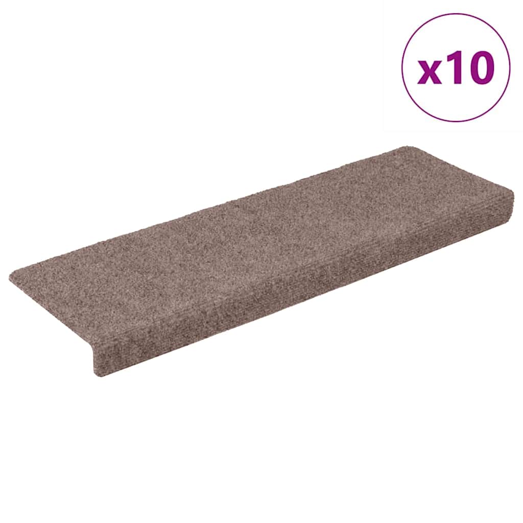 Tappetini per scale autoadesivi 10 pz 65x21x4 cm Marrone Chiaro Bordo rettangolare