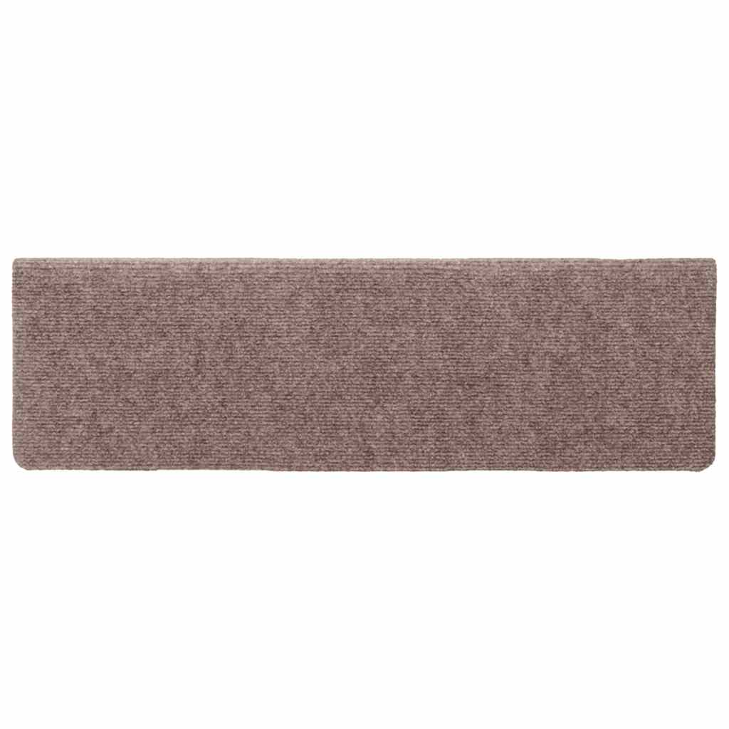 Tappetini per scale autoadesivi 10 pz 65x21x4 cm Marrone Chiaro Bordo rettangolare
