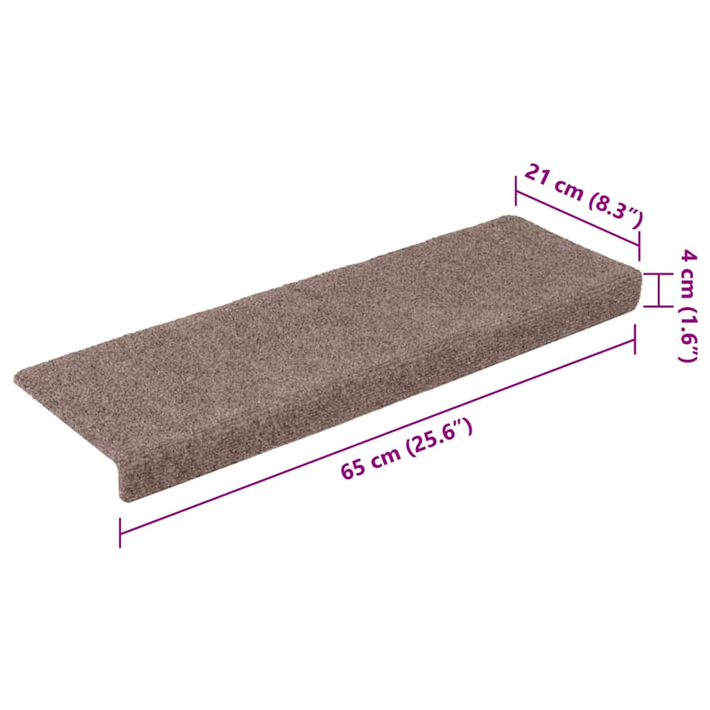 Tappetini per scale autoadesivi 10 pz 65x21x4 cm Marrone Chiaro Bordo rettangolare