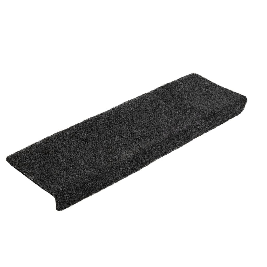 Tappetini per scale autoadesivi 5 pz 65x21x4 cm Grigio Scuro bordo rettangolare