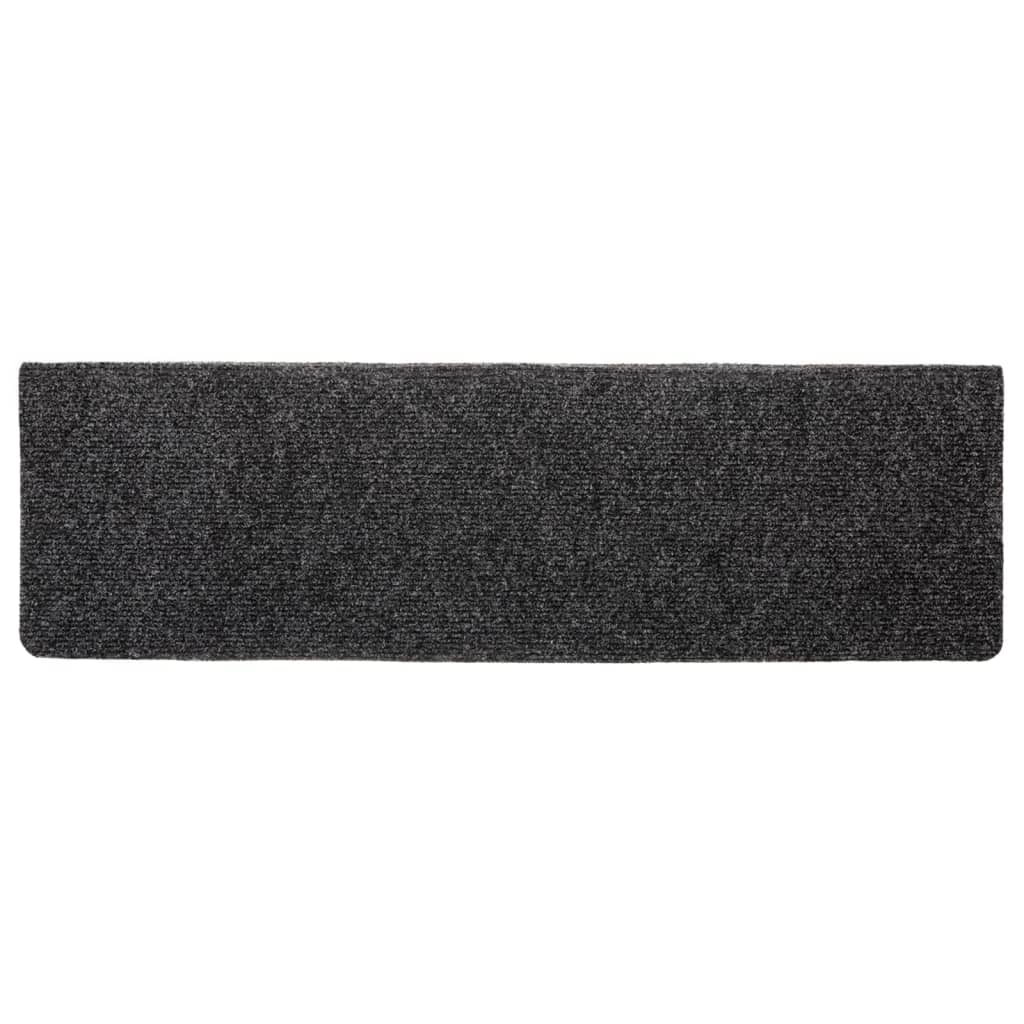 Tappetini per scale autoadesivi 5 pz 65x21x4 cm Grigio Scuro bordo rettangolare