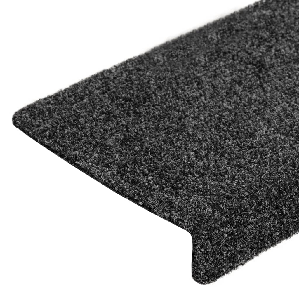 Tappetini per scale autoadesivi 5 pz 65x21x4 cm Grigio Scuro bordo rettangolare