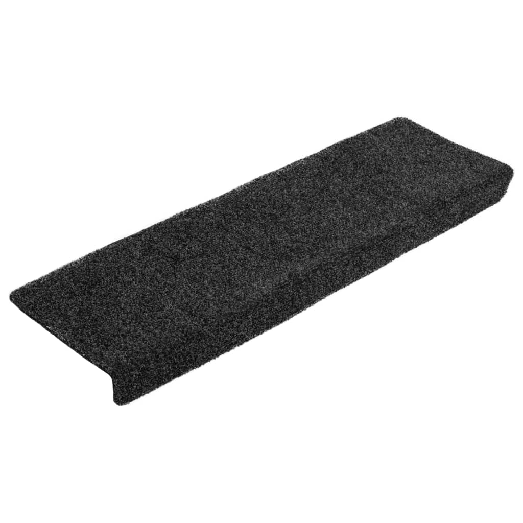 Tappetini per scale autoadesivi 10 pz 65x21x4 cm Grigio Scuro bordo rettangolare