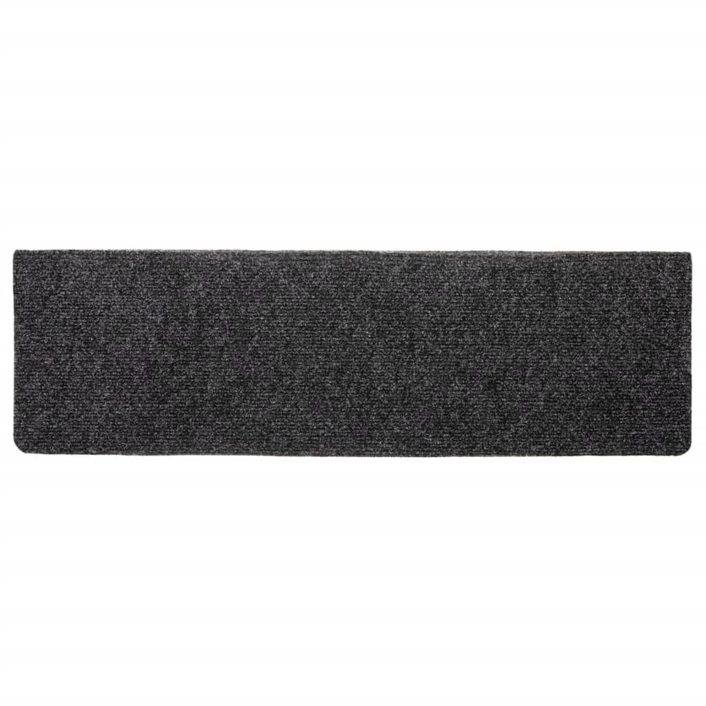 Tappetini per scale autoadesivi 10 pz 65x21x4 cm Grigio Scuro bordo rettangolare