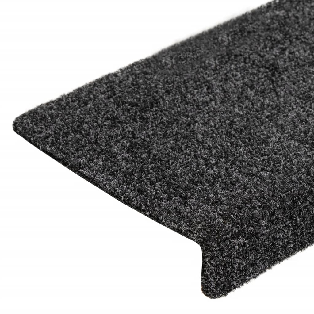 Tappetini per scale autoadesivi 10 pz 65x21x4 cm Grigio Scuro bordo rettangolare