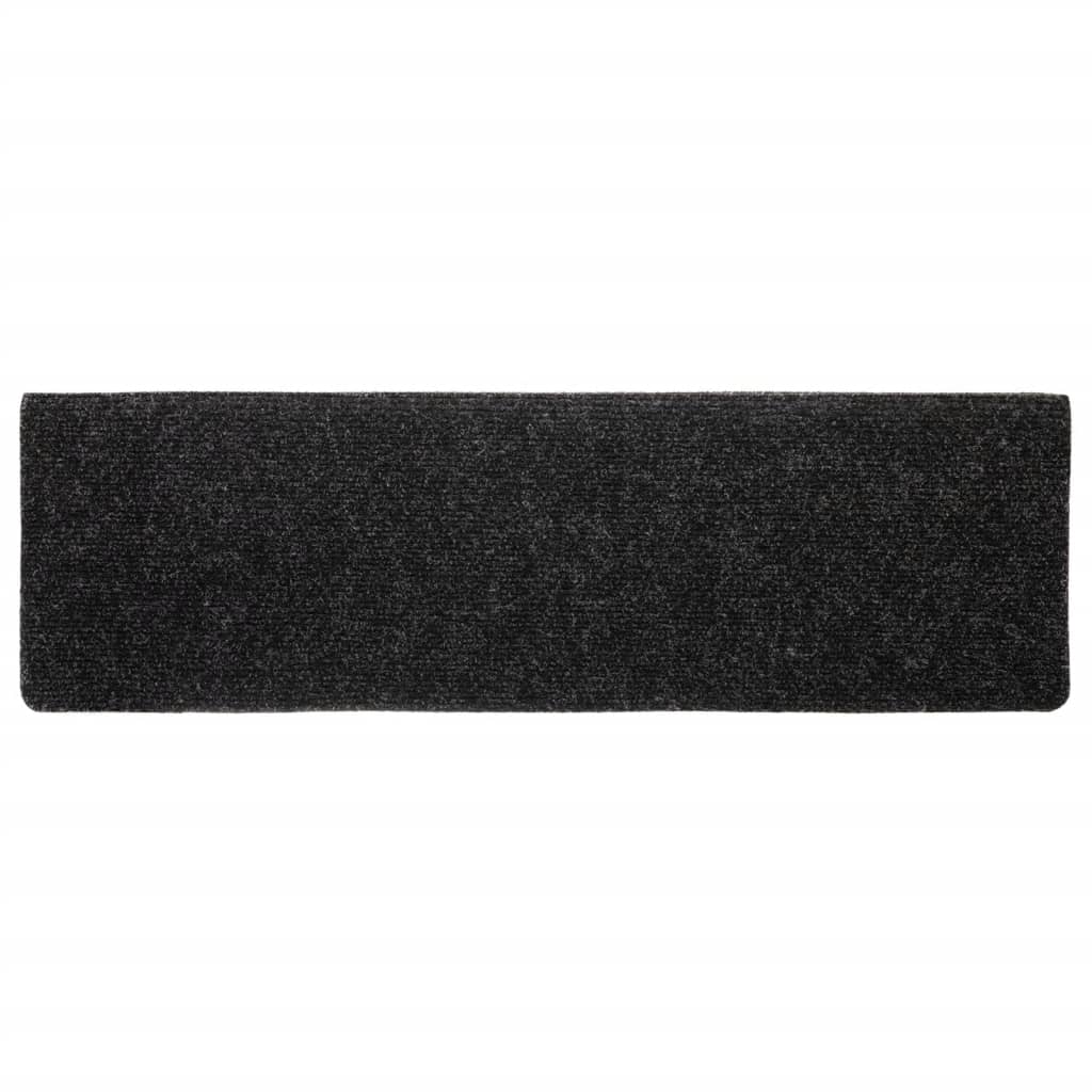 Tappetini per scale autoadesivi 5 pz 65x21x4 cm neri con bordo rettangolare