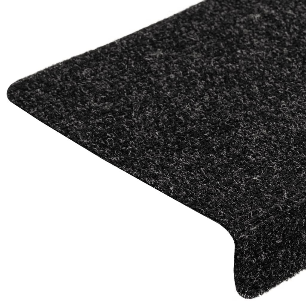 Tappetini per scale autoadesivi 5 pz 65x21x4 cm neri con bordo rettangolare