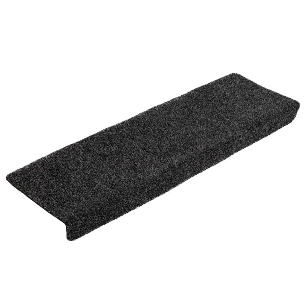 Tappetini per scale autoadesivi 10 pz 65x21x4 cm neri bordo rettangolare