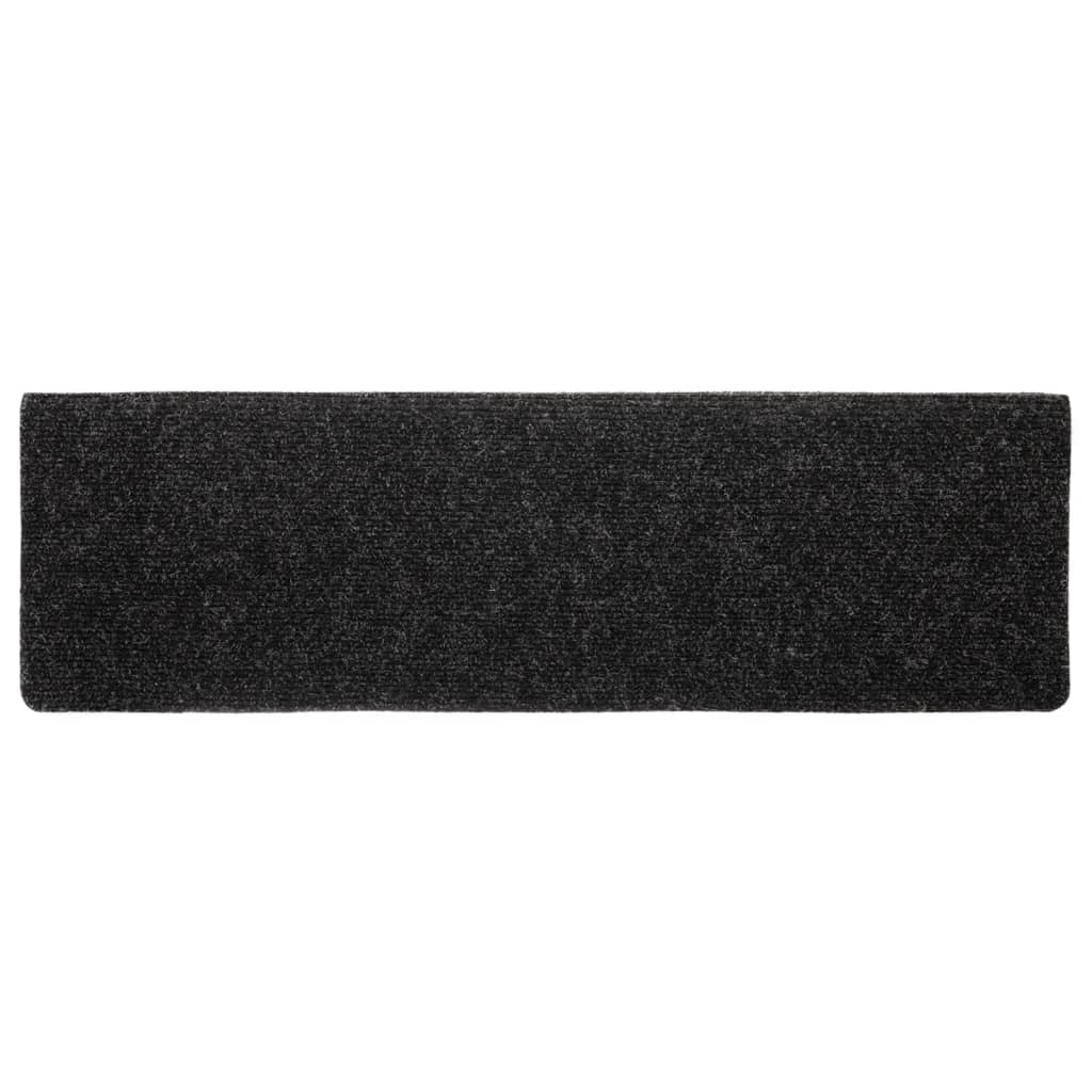 Tappetini per scale autoadesivi 10 pz 65x21x4 cm neri bordo rettangolare
