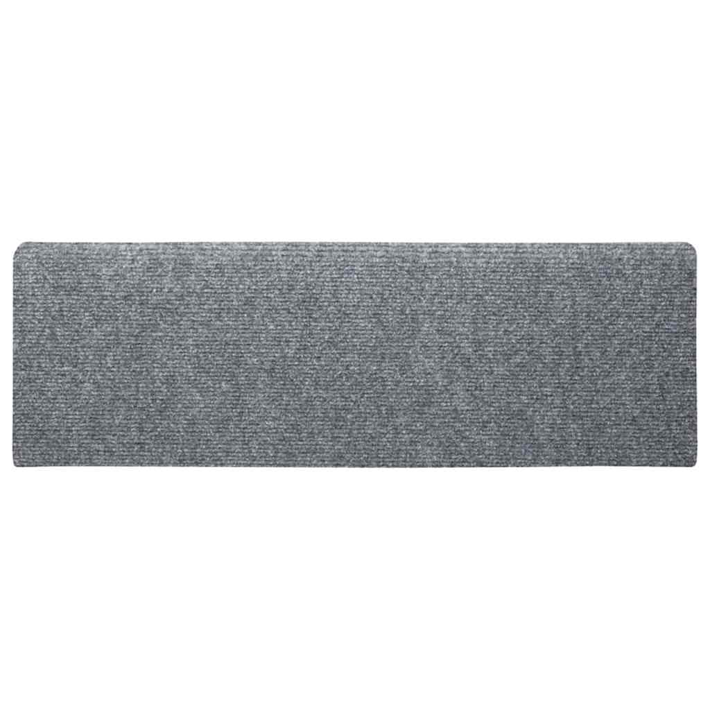 Tappetini per scale autoadesivi 5 pz 65x21x4 cm Grigio chiaro bordo rettangolare