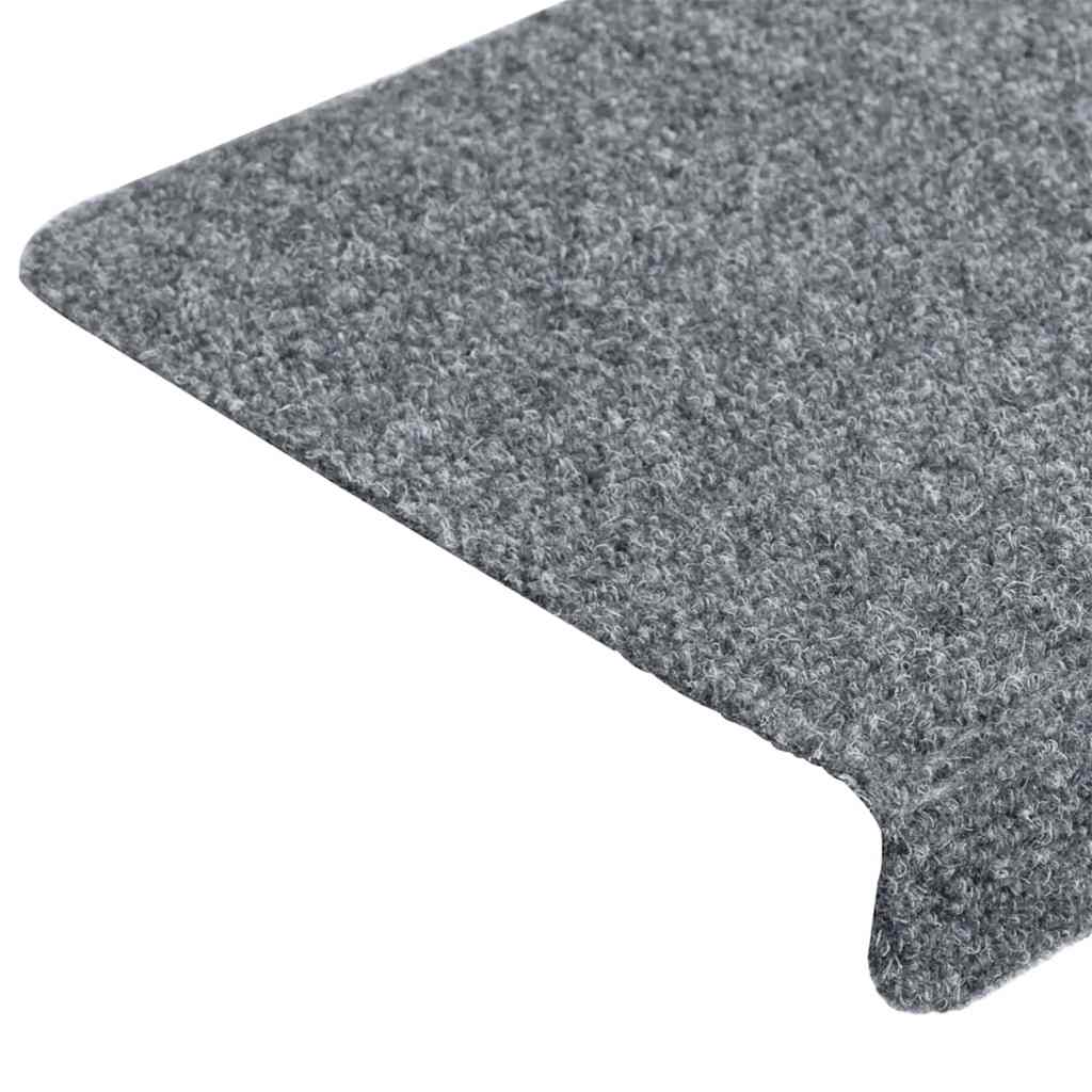 Tappetini per scale autoadesivi 5 pz 65x21x4 cm Grigio chiaro bordo rettangolare