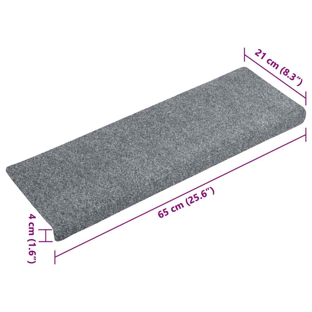 Tappetini per scale autoadesivi 5 pz 65x21x4 cm Grigio chiaro bordo rettangolare