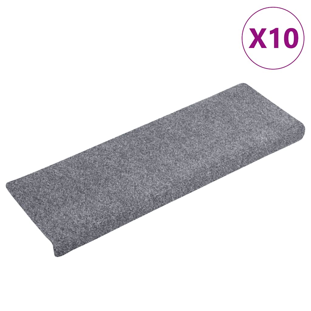 Tappetini per scale autoadesivi 10 pz 65x21x4 cm Grigio chiaro bordo rettangolare