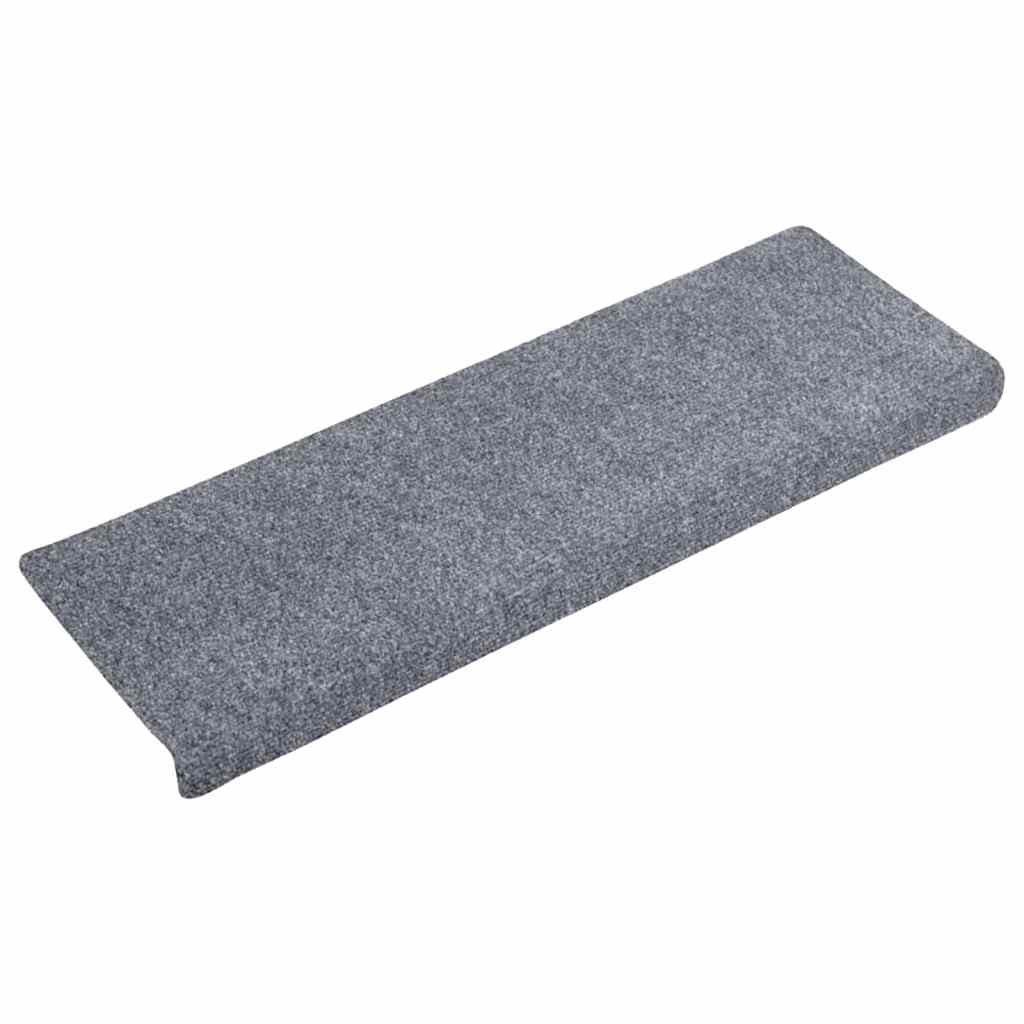 Tappetini per scale autoadesivi 10 pz 65x21x4 cm Grigio chiaro bordo rettangolare