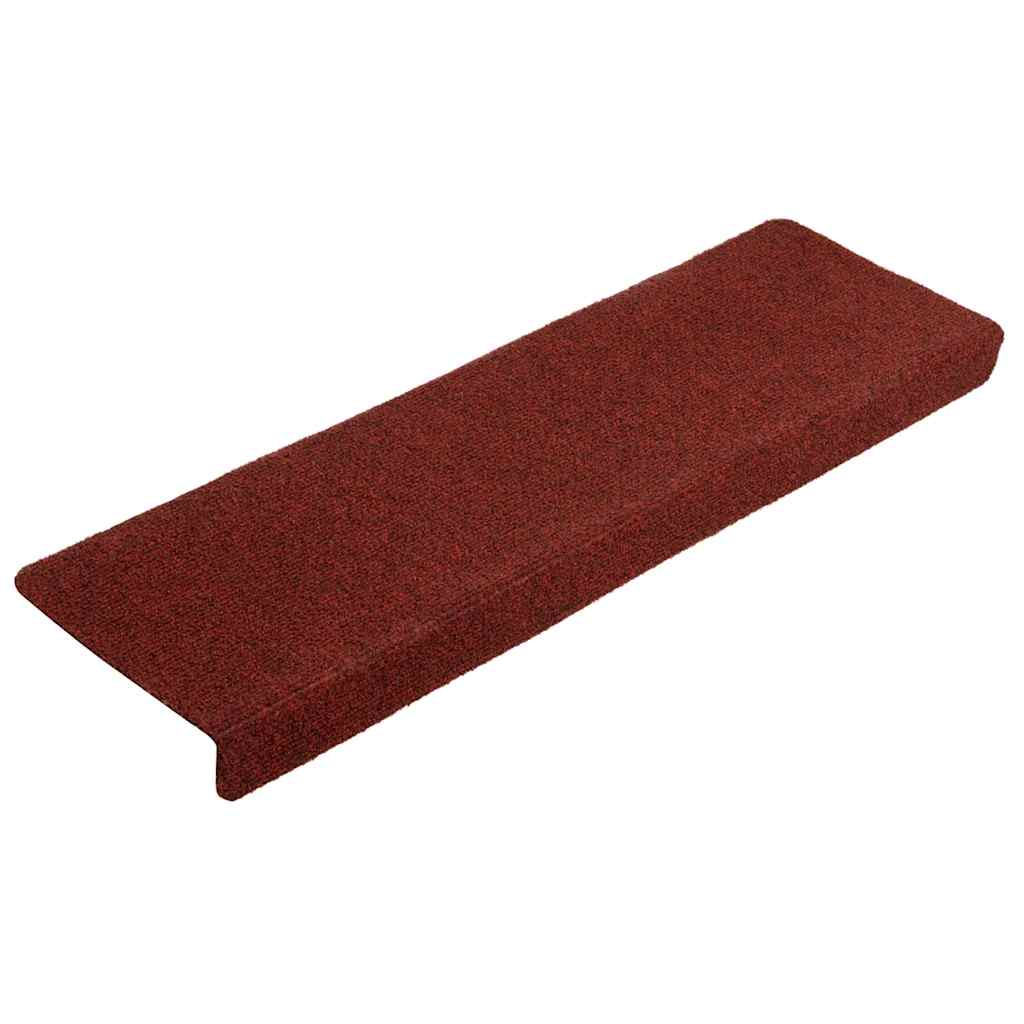 Tappetini per scale autoadesivi 10 pz 65x21x4 cm Bordeaux Rosso Bordo rettangolare