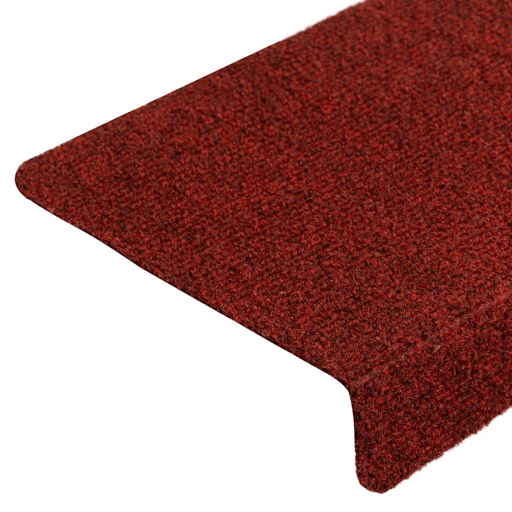 Tappetini per scale autoadesivi 10 pz 65x21x4 cm Bordeaux Rosso Bordo rettangolare