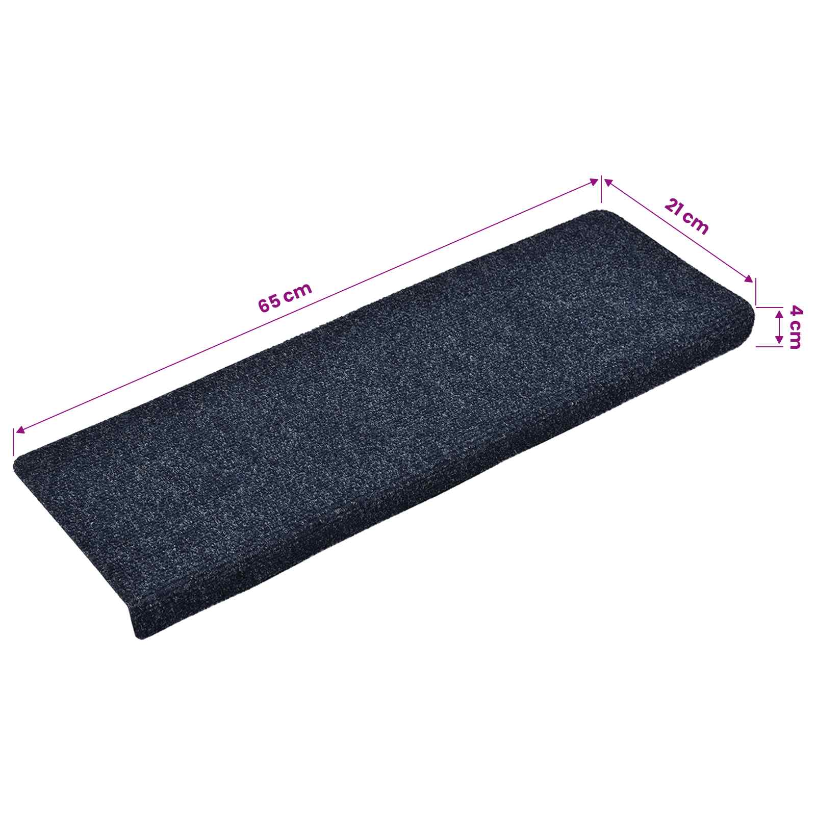Tappetini per scale autoadesivi 5 pz 65x21x4 cm Antracite