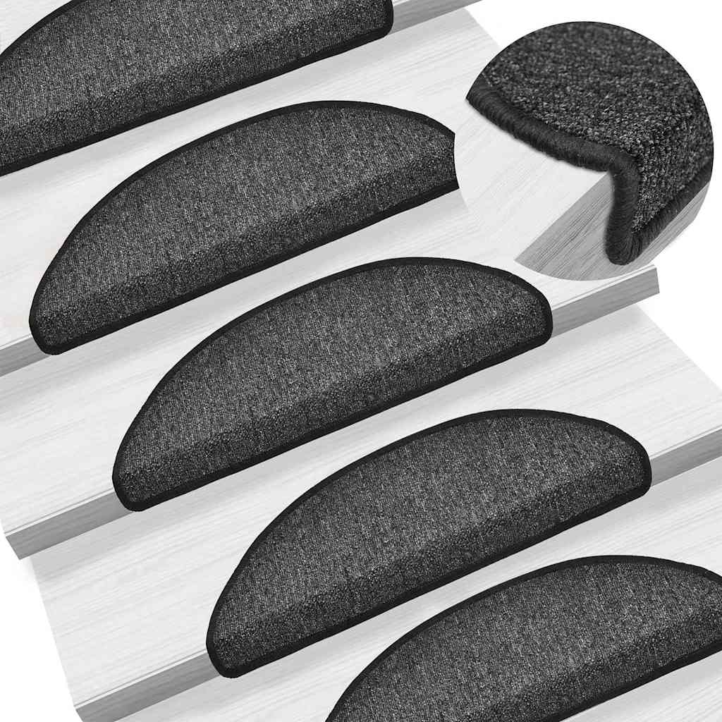 Tappetini per scale 10 pz 56 x 17 x 3 cm Non-Slip Antracite