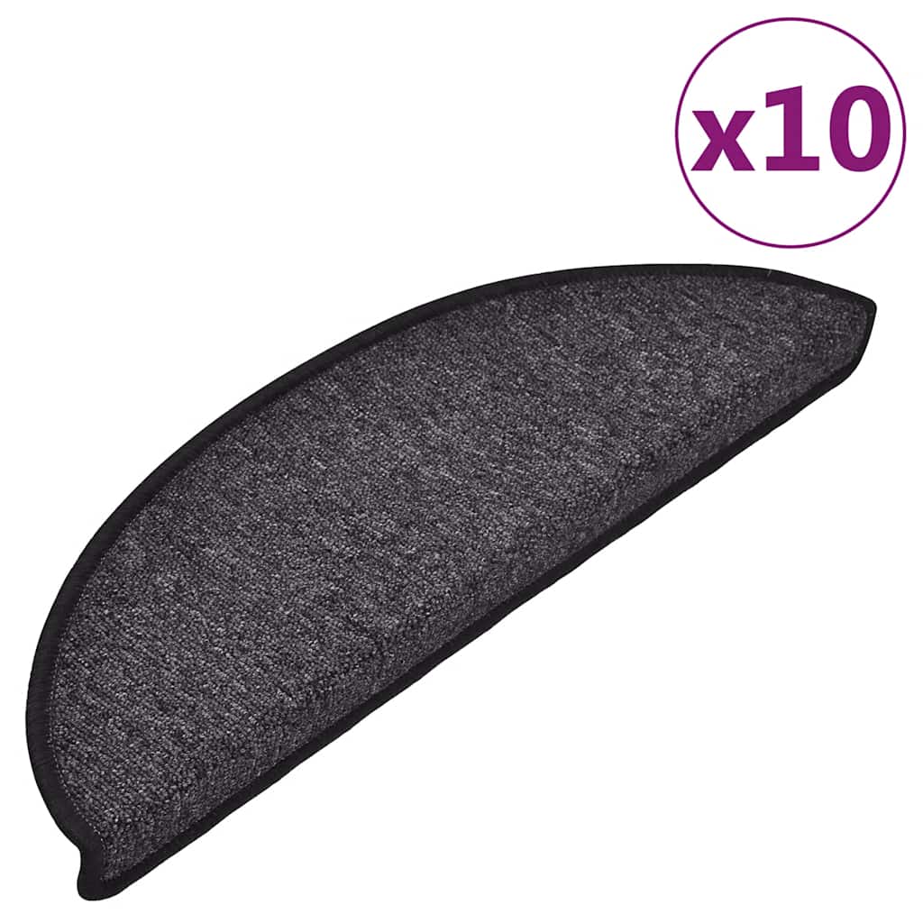 Tappetini per scale 10 pz 56 x 17 x 3 cm Non-Slip Antracite