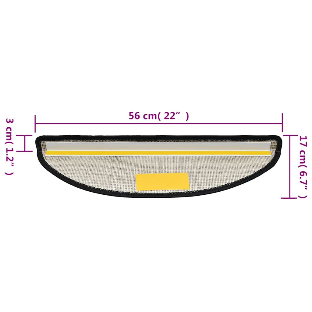 Tappetini per scale 10 pz 56 x 17 x 3 cm Non-Slip Antracite
