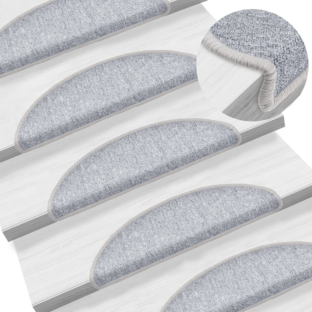 Tappetini per scale 10 pz 56x17x3 cm Grigio chiaro Semicircolari