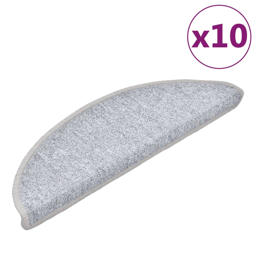 Tappetini per scale 10 pz 56x17x3 cm Grigio chiaro Semicircolari