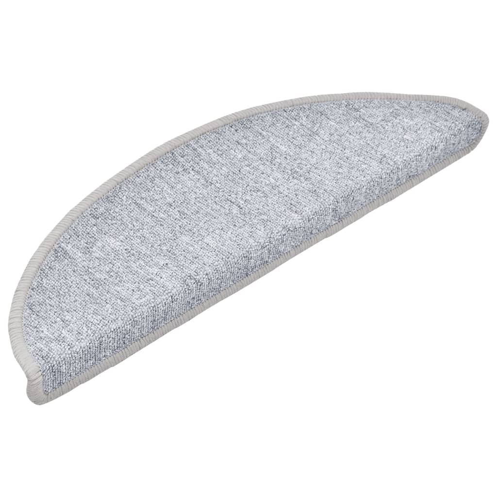 Tappetini per scale 10 pz 56x17x3 cm Grigio chiaro Semicircolari