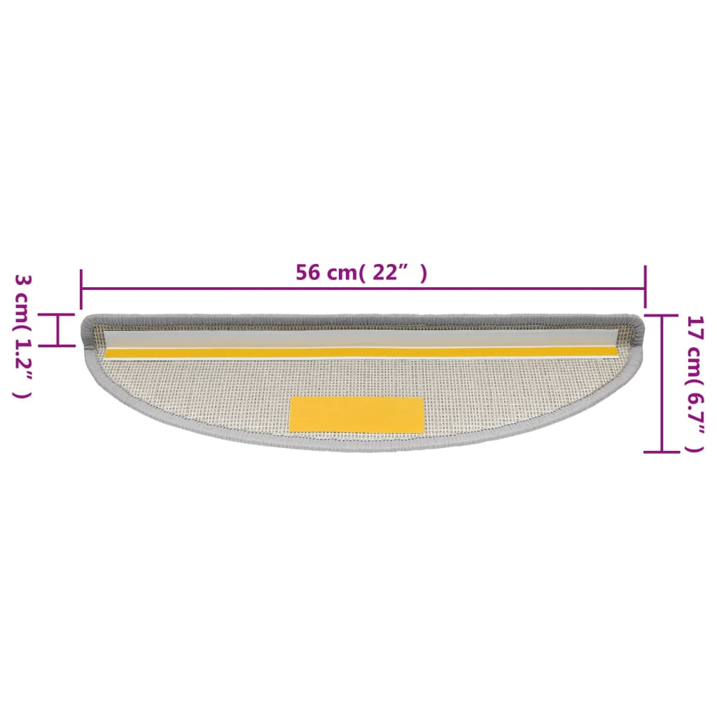 Tappetini per scale 10 pz 56x17x3 cm Grigio chiaro Semicircolari