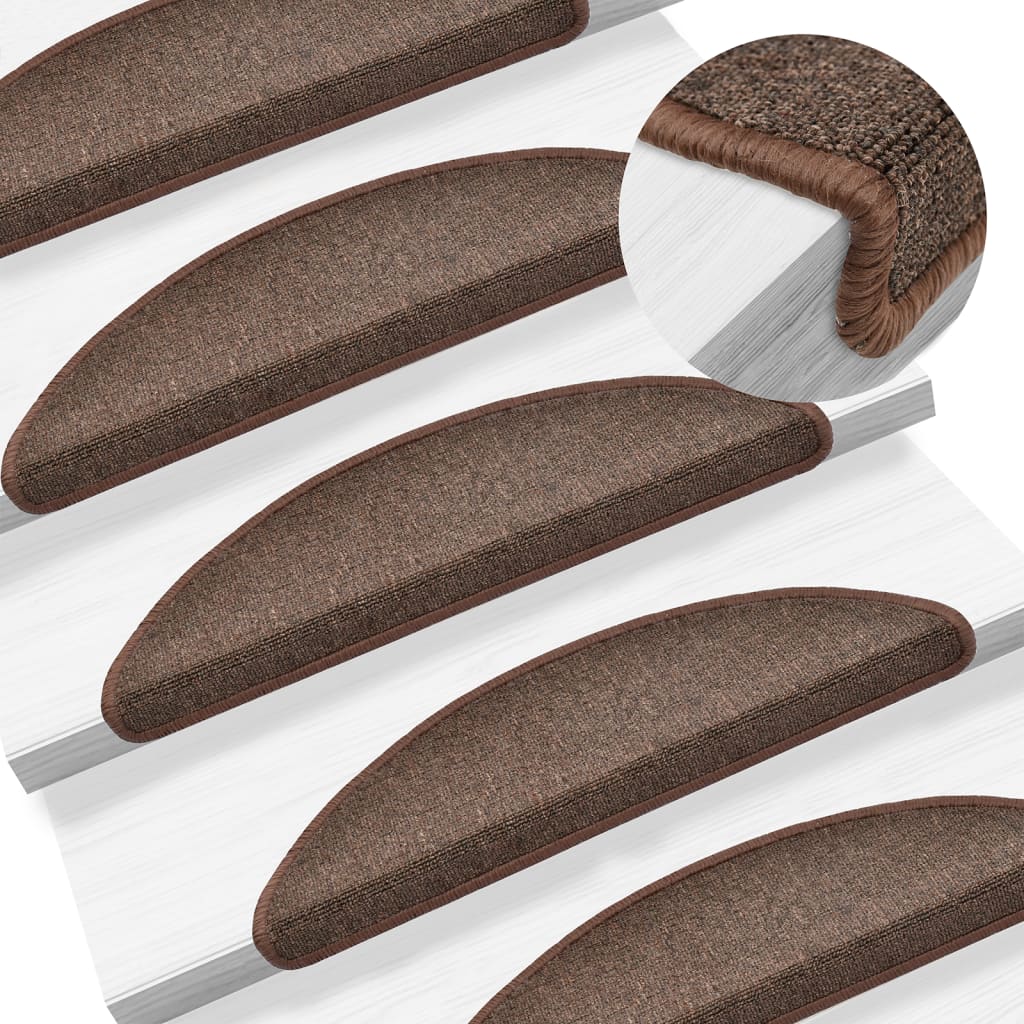 Tappetini per scale 10 pz 56 x 17 x 3 cm Non-Slip Marrone caffè