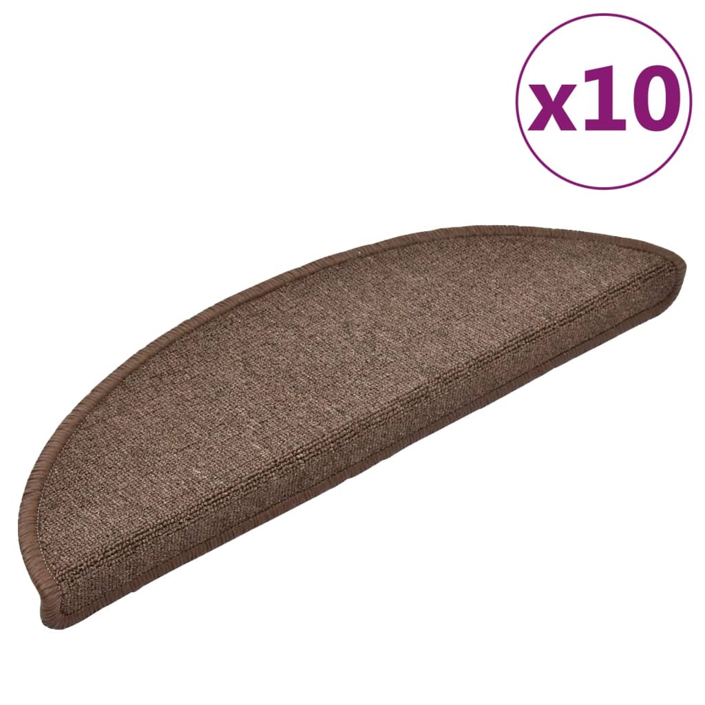 Tappetini per scale 10 pz 56 x 17 x 3 cm Non-Slip Marrone caffè