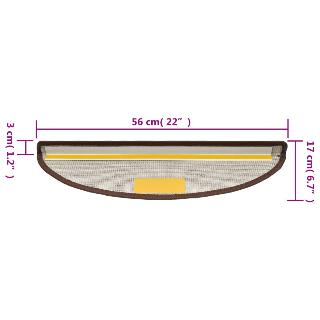 Tappetini per scale 10 pz 56 x 17 x 3 cm Non-Slip Marrone caffè