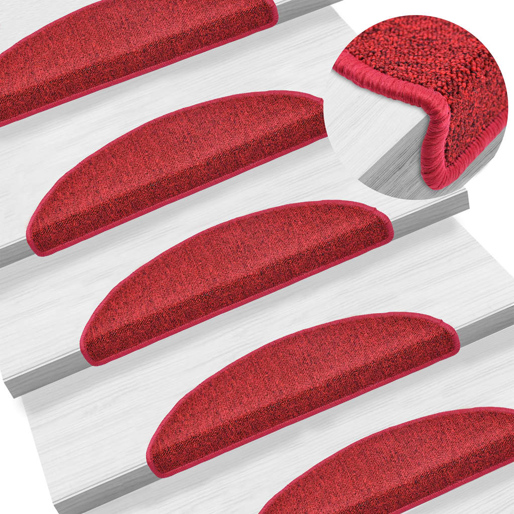 Tappetini per scale 10 pz 56 x 17 x 3 cm Non-Slip Rosso